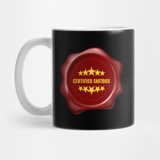 Certified Shitbox - Red Seal With Stars And White Text Circle Design Mug